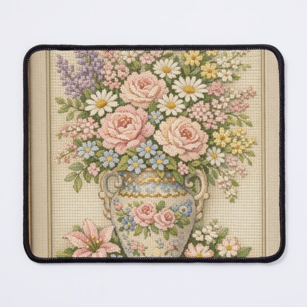 Item preview, Vintage Needlepoint Floral Bouquet in Porcelain Vase designed and sold by LuxuryApparels.