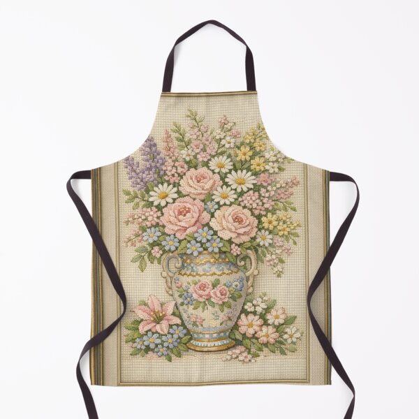 Item preview, Vintage Needlepoint Floral Bouquet in Porcelain Vase designed and sold by LuxuryApparels.