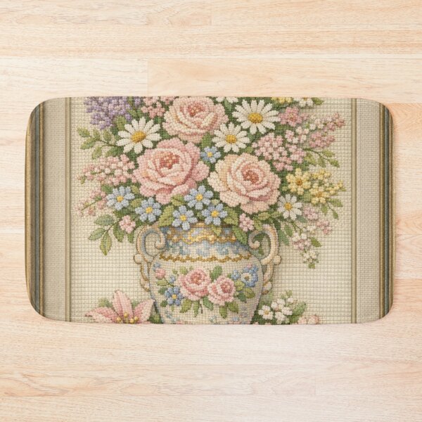 Item preview, Vintage Needlepoint Floral Bouquet in Porcelain Vase designed and sold by LuxuryApparels.