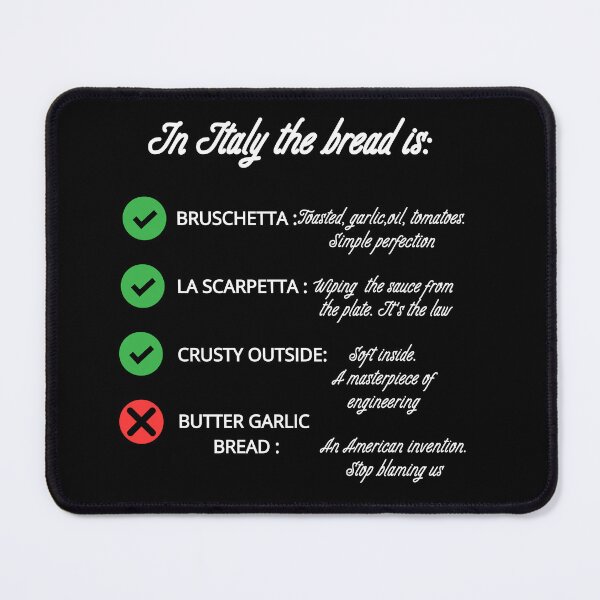 Item preview, Funny Italian Food Rules: The Bread Checklist Joke Black Version designed and sold by TheItaliandilemma.