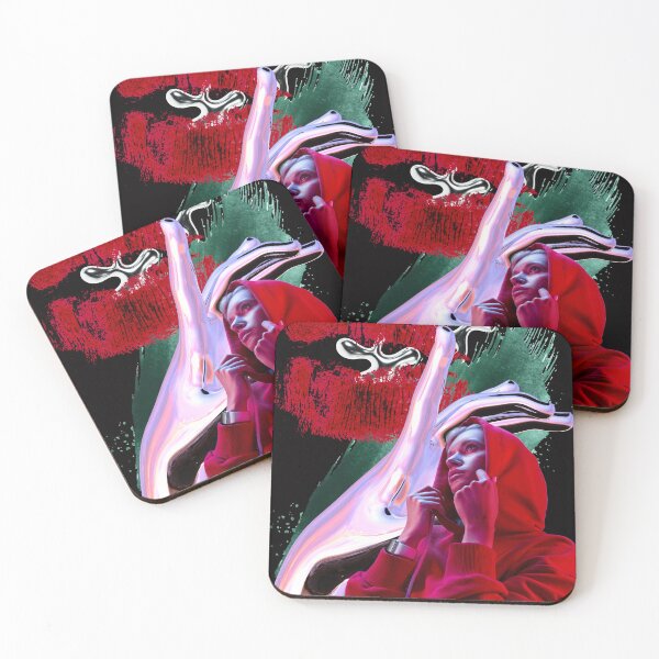 Item preview, 3D Tribal Woman in Red Hoodie – Lip Print & Pointing Hand Urban Style Art designed and sold by HIGHSQUARE.