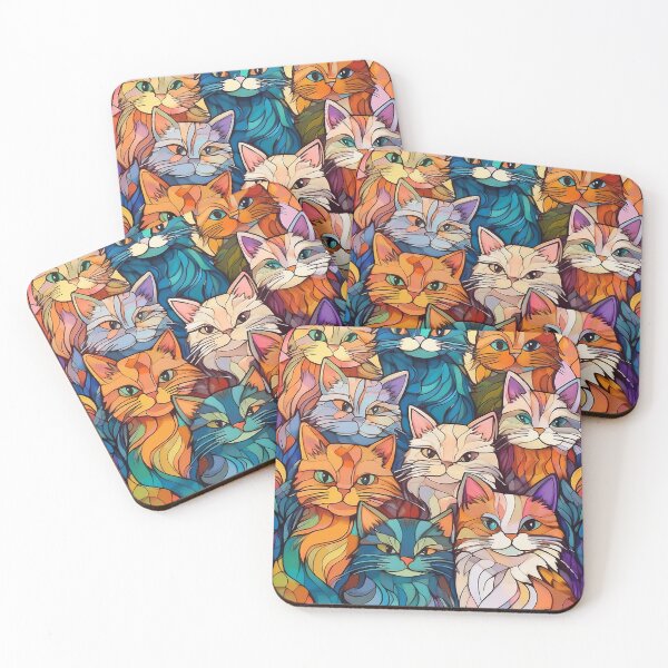 Item preview, a graphic of colorful cats looking like stained glass designed and sold by Gadet100.