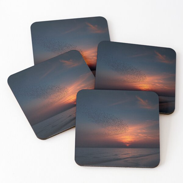 Item preview, A flock of European Starlings forming murmuration patterns at sunset, Birds in Motion designed and sold by CDC40.
