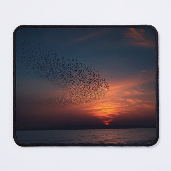 Item preview, A flock of European Starlings forming murmuration patterns at sunset, Birds in Motion designed and sold by CDC40.