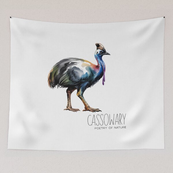 Item preview, Cassowary Poetry of Nature – Colorful Tropical Bird Wildlife Art designed and sold by ArcticFoxStudio.