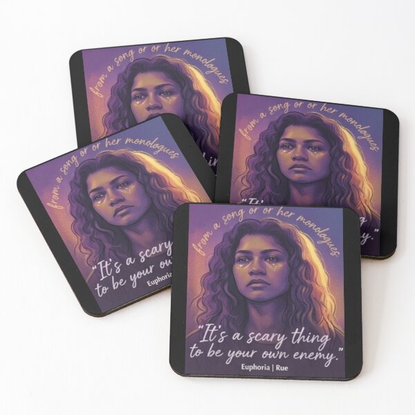Item preview, Euphoria Rue, Zendaya - Its a scary thing to be your own enemy Euphoria State/ Cast Aesthetic Illustration | Neon Emotional Vibes | Trendy TV Inspired Art Design designed and sold by Mialunaa.