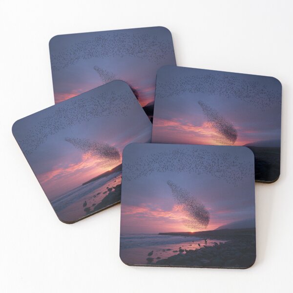 Item preview, A flock of European Starlings forming murmuration patterns at sunset, Birds in Motion designed and sold by CDC40.