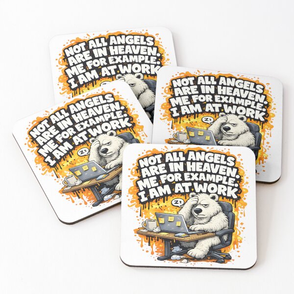 Item preview, Funny Working Polar Bear – “Not All Angels Are in Heaven” Office Humor Graffiti Sticker designed and sold by MimiSabu.