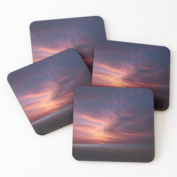 Item preview, A flock of European Starlings forming murmuration patterns at sunset, Birds in Motion designed and sold by CDC40.