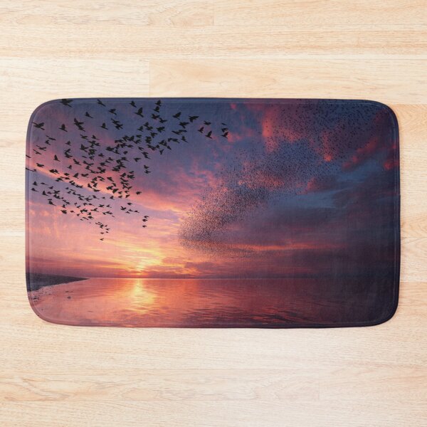 Item preview, A flock of European Starlings forming murmuration patterns at sunset, Birds in Motion designed and sold by CDC40.