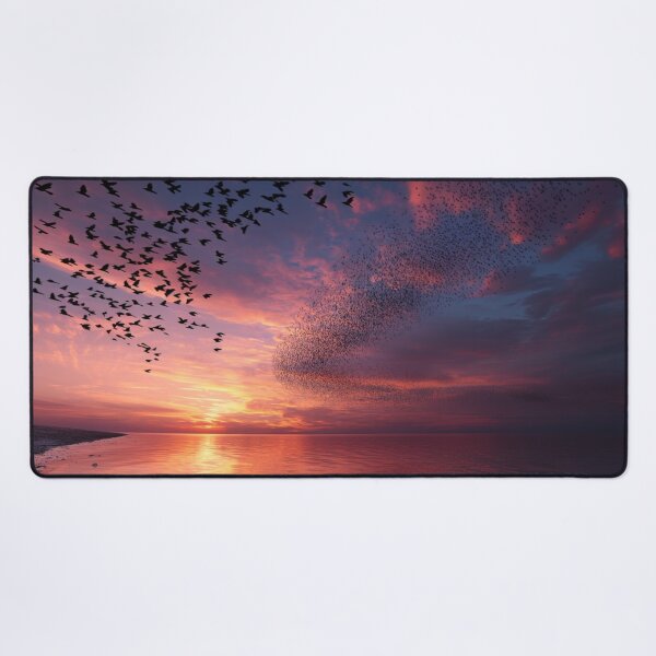 Item preview, A flock of European Starlings forming murmuration patterns at sunset, Birds in Motion designed and sold by CDC40.