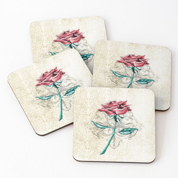 Item preview, Vintage Single Red Rose Ornamental Design designed and sold by LCWaterworth.