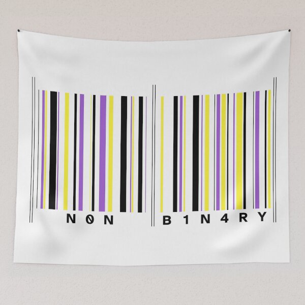 Item preview, Non-Binary Barcode in Purple, Black, Yellow and White designed and sold by AndysTeeShop.