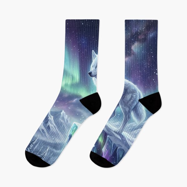 Item preview, Arctic Wolf Aurora Night Sky designed and sold by RkskArt.