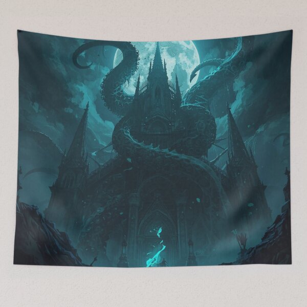 Item preview, Lunar Leviathan's Embrace | Cosmic Horror Gothic Cathedral & Giant Moon designed and sold by kabucino.
