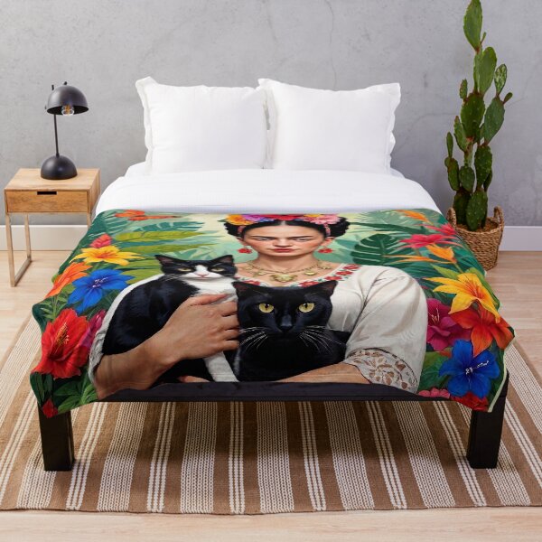 Item preview,  Frida Kahlo  flowers black cats  kittens  Frida Kahlo designed and sold by TeeARTHY.