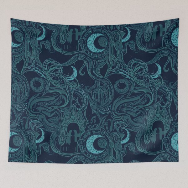 Item preview, Eldritch Moon & Tentacles | Cosmic Horror Gothic Pattern designed and sold by kabucino.
