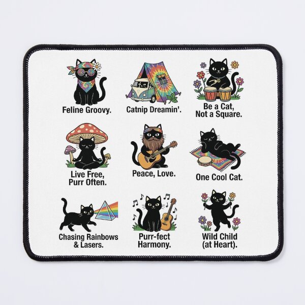 Item preview, Groovy Black Cat Hippie Vibes — Feline Free Spirit Retro 70s Collection designed and sold by JessArty ⭐⭐⭐⭐⭐.