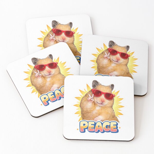 Item preview, Funny Hamster Peace Sign Sticker – Cute Meme Animal with Sunglasses designed and sold by mibrand.