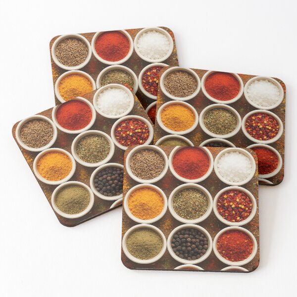 Item preview, Bold Colorful Ground Spices in Small Bowls – Vibrant Culinary Display designed and sold by EmeraldeaArt.