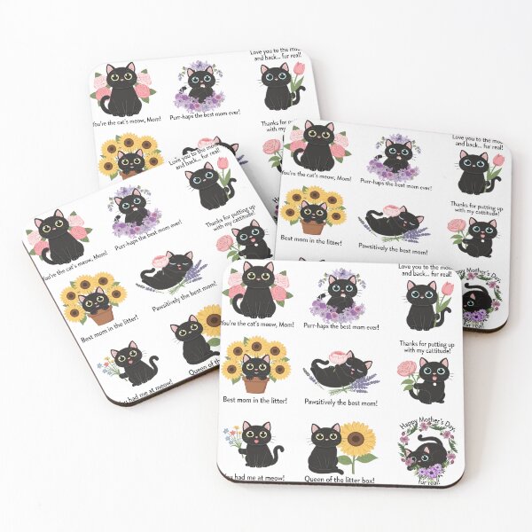 Item preview, You Are the Cats Meow Mom — Sweet Black Cat Floral Mother's Day Collection designed and sold by JessArty ⭐⭐⭐⭐⭐.