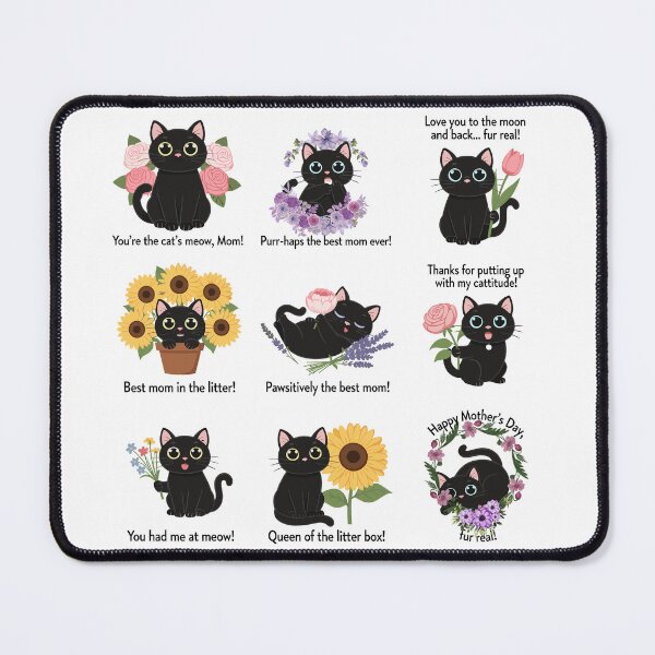 Item preview, You Are the Cats Meow Mom — Sweet Black Cat Floral Mother's Day Collection designed and sold by JessArty ⭐⭐⭐⭐⭐.