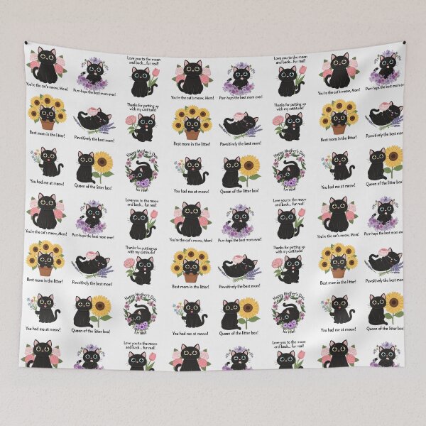 Item preview, You Are the Cats Meow Mom — Sweet Black Cat Floral Mother's Day Collection designed and sold by JessArty ⭐⭐⭐⭐⭐.