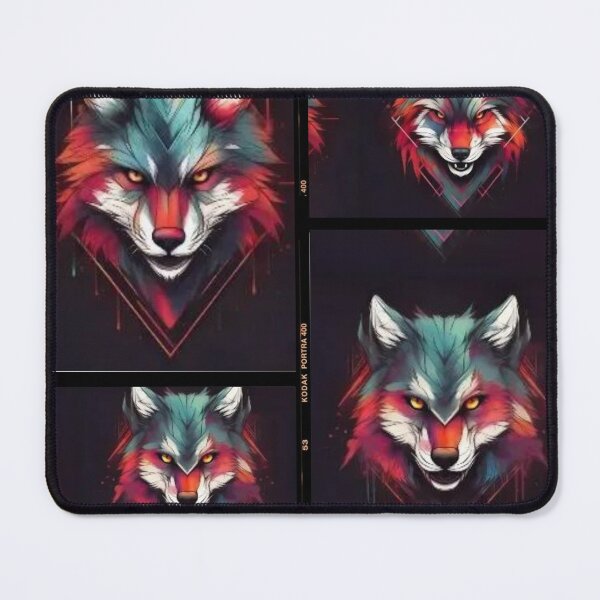 Item preview, Neon Wolf Collage Graffiti Art Cyberpunk Wolf Film Strip Design Glowing Eyes Street Art Sticker designed and sold by BeatyinChaos.