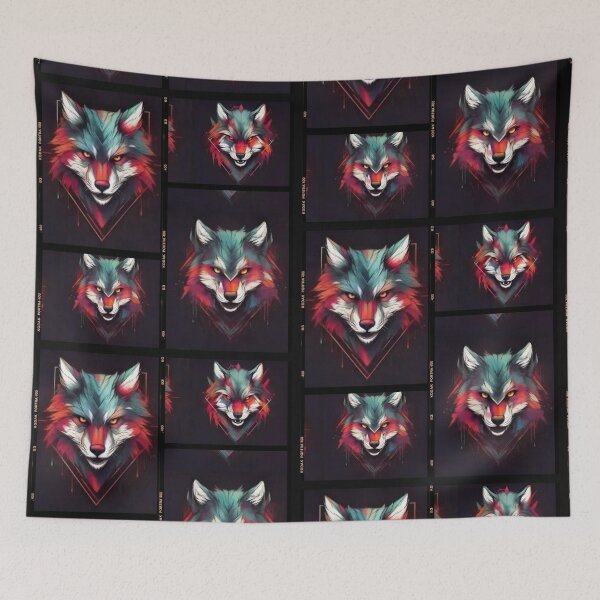 Item preview, Neon Wolf Collage Graffiti Art Cyberpunk Wolf Film Strip Design Glowing Eyes Street Art Sticker designed and sold by BeatyinChaos.