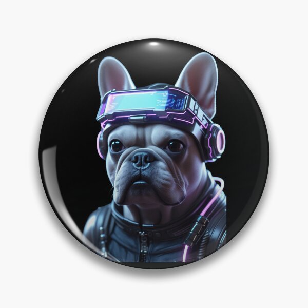 Item preview, Cyberpunk French Bulldog Techwear Portrait designed and sold by PaulyTechStudio.