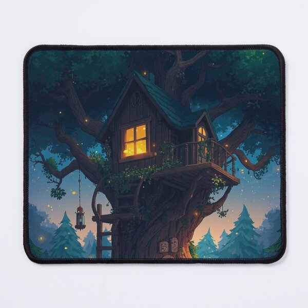 Item preview, Cozy Night Treehouse – Magical Forest Cottagecore Art designed and sold by Goca Shop.