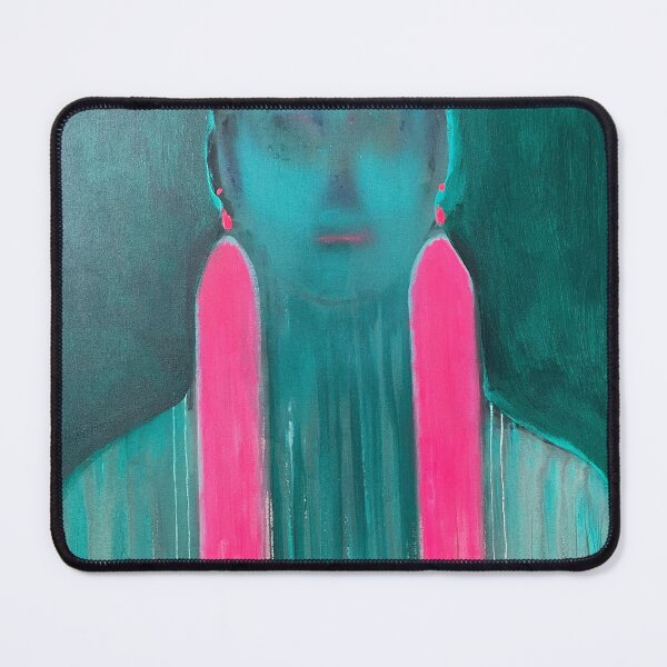 Item preview, Turquoise Portrait with Neon Pink Earrings – Bijouterie Series designed and sold by Gela Mikava.