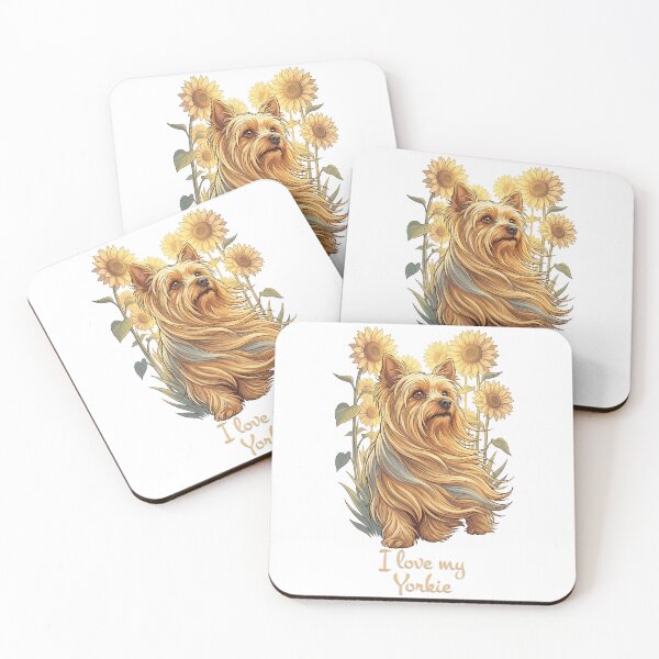 Item preview, Vintage Yorkie Sunflower Garden I Love My Yorkie designed and sold by MythicCotton.
