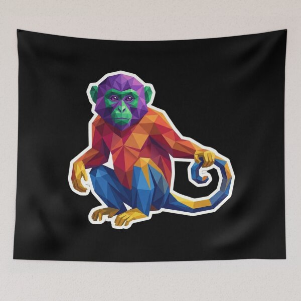 Item preview, Multicolor Geometric Monkey Sticker – Eye-Catching Polygonal Art Gift for Animal Fans designed and sold by bsbd-action.