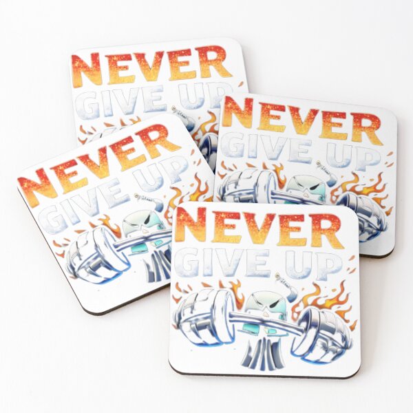 Item preview, Never Give Up Gym Skull Workout Motivation Fitness Design designed and sold by bloomandbeads.eu.