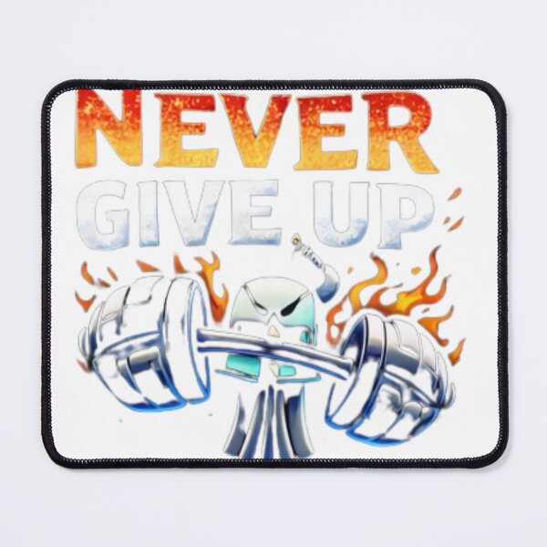 Item preview, Never Give Up Gym Skull Workout Motivation Fitness Design designed and sold by bloomandbeads.eu.