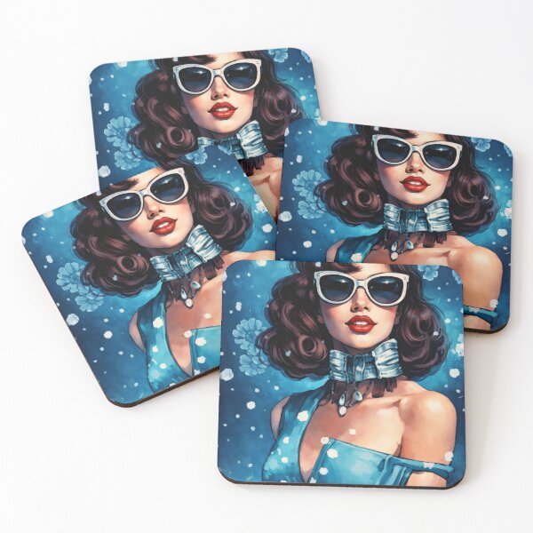 Item preview, Azure Mod Glamour – 1960s Retro Vintage Lady designed and sold by Ela Design Studio .