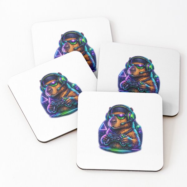 Item preview, Neon Gamer Capybara – Chill Gaming Aesthetic Design designed and sold by MartBook.