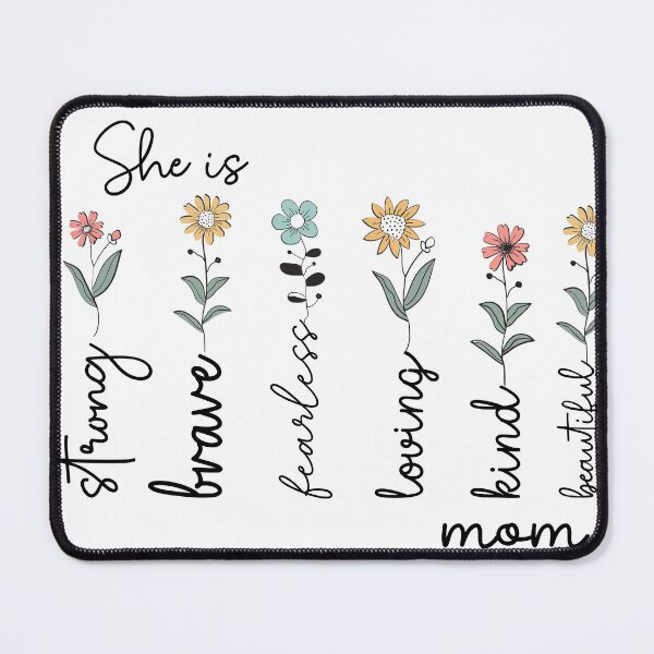 Item preview, She Is Mom Strong Brave Floral Stem Typography designed and sold by Small Mandarin.