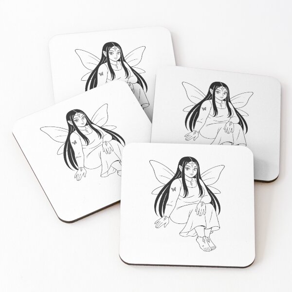 Item preview, Amari - Jewel Fairy | Black and White pluvia Linework Fantasy Art designed and sold by yearningviolet.