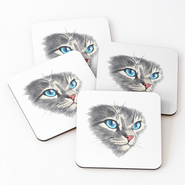 Item preview, Grey Cat Portrait with Bright Blue Eyes designed and sold by tarzbol.
