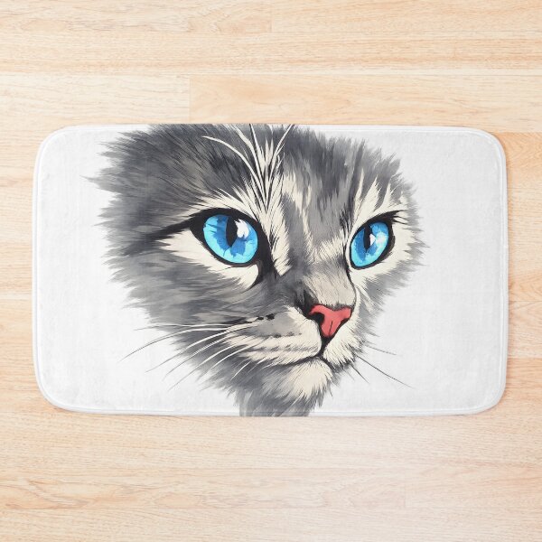 Item preview, Grey Cat Portrait with Bright Blue Eyes designed and sold by tarzbol.