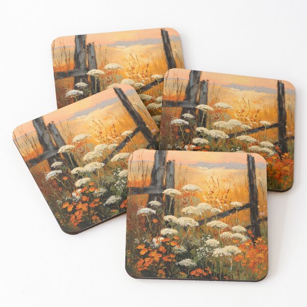 Item preview, Sunset Meadow Fence — Impasto Wildflowers designed and sold by FrescoDesign.