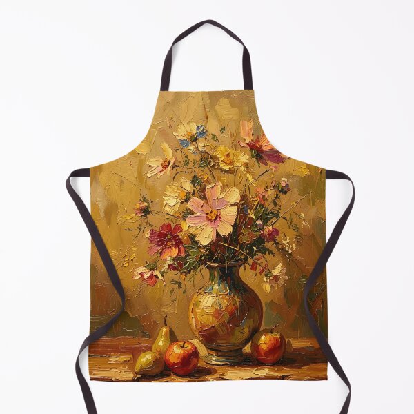 Item preview, Golden Bouquet with Fruit — Impasto Floral Still Life designed and sold by FrescoDesign.