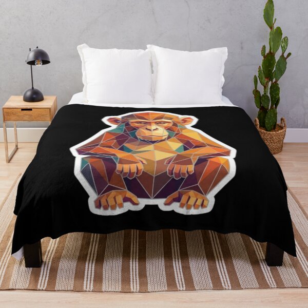 Item preview, Geometric Chimpanzee Sticker in Earth Tones – Serious Low Poly Art for Office Decor designed and sold by bsbd-action.