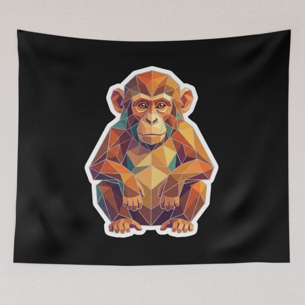 Item preview, Geometric Chimpanzee Sticker in Earth Tones – Serious Low Poly Art for Office Decor designed and sold by bsbd-action.