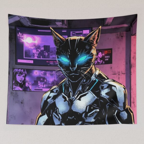 Item preview, Cyber Cat Soldier - Neon Cyberpunk Armor Aesthetic designed and sold by TS68.
