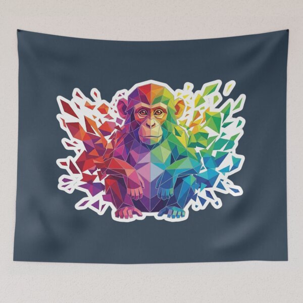 Item preview, Sitting Monkey Sticker with Geometric Disintegration – Low Poly Concept Art for Creative Minds designed and sold by bsbd-action.