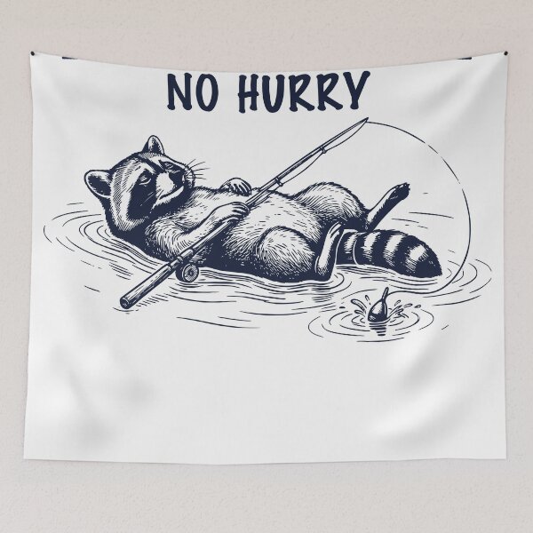 Item preview, Take It Easy Raccoon Fishing, No Hurry Relaxed Lake Mood designed and sold by TeeVerse27.