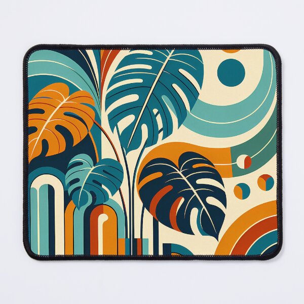Item preview, Abstract Monstera Leaves with Geometric Arches designed and sold by InkSmithery.